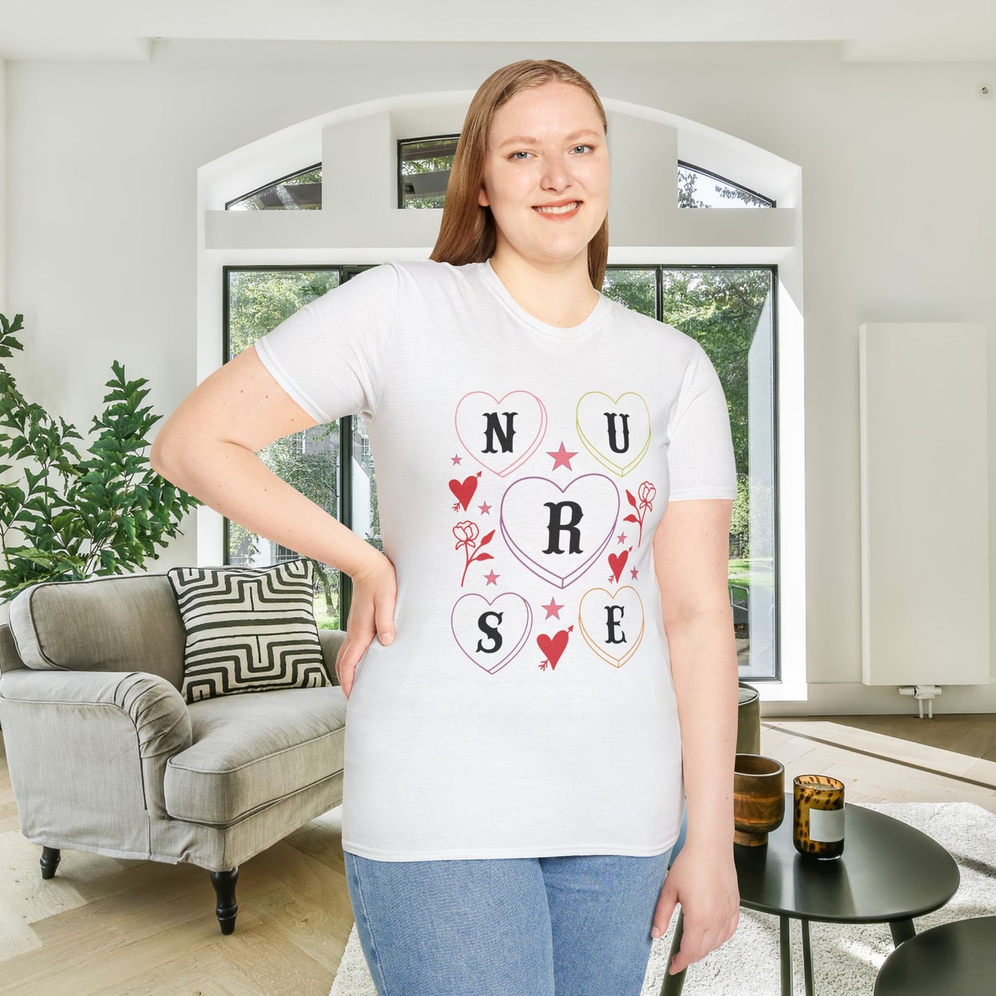 ""Nurse Candy Hearts Adult T-shirt