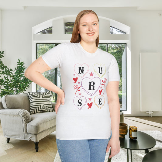""Nurse Candy Hearts Adult T-shirt