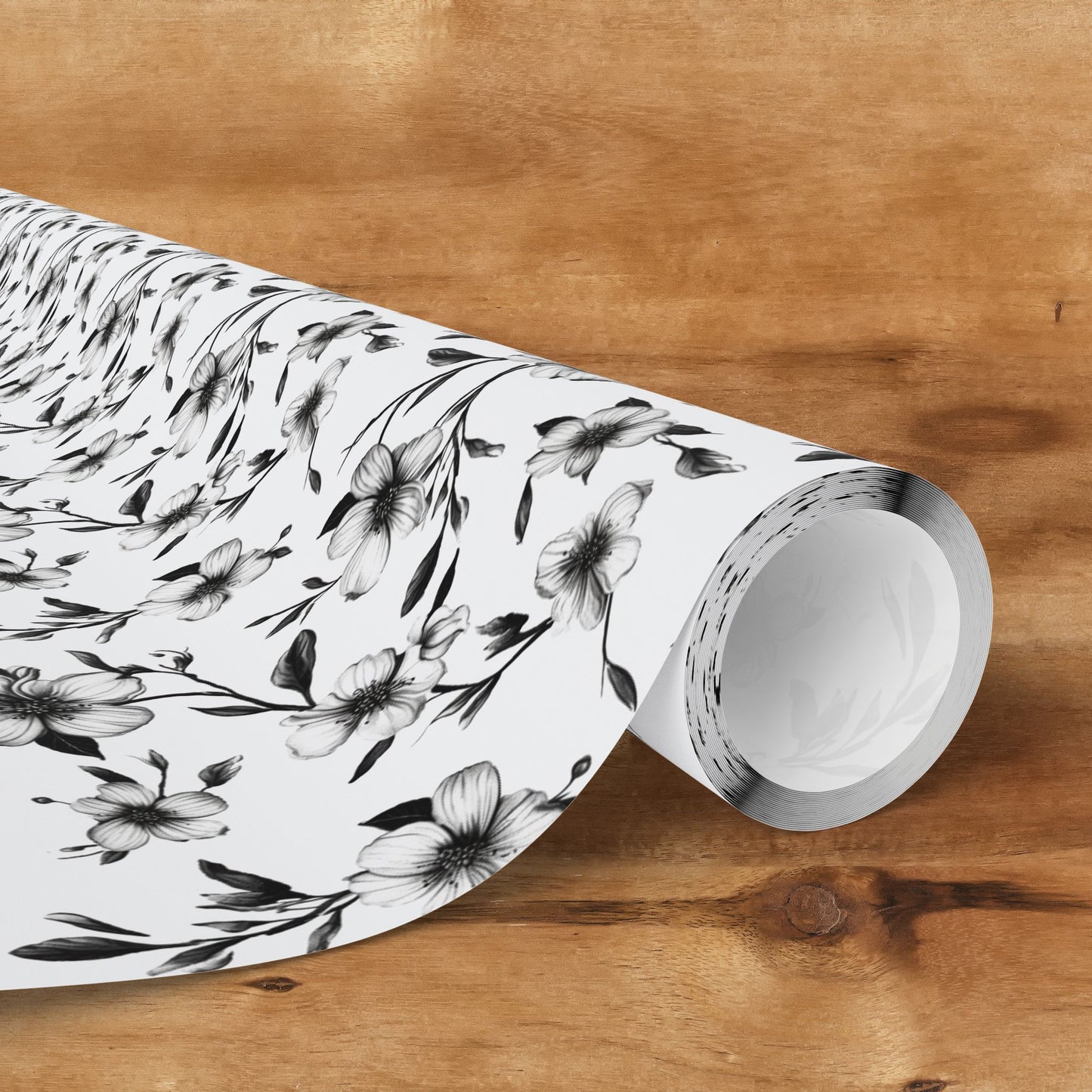 Black & White Five Petal Floral Gift Wrap for All Occasions