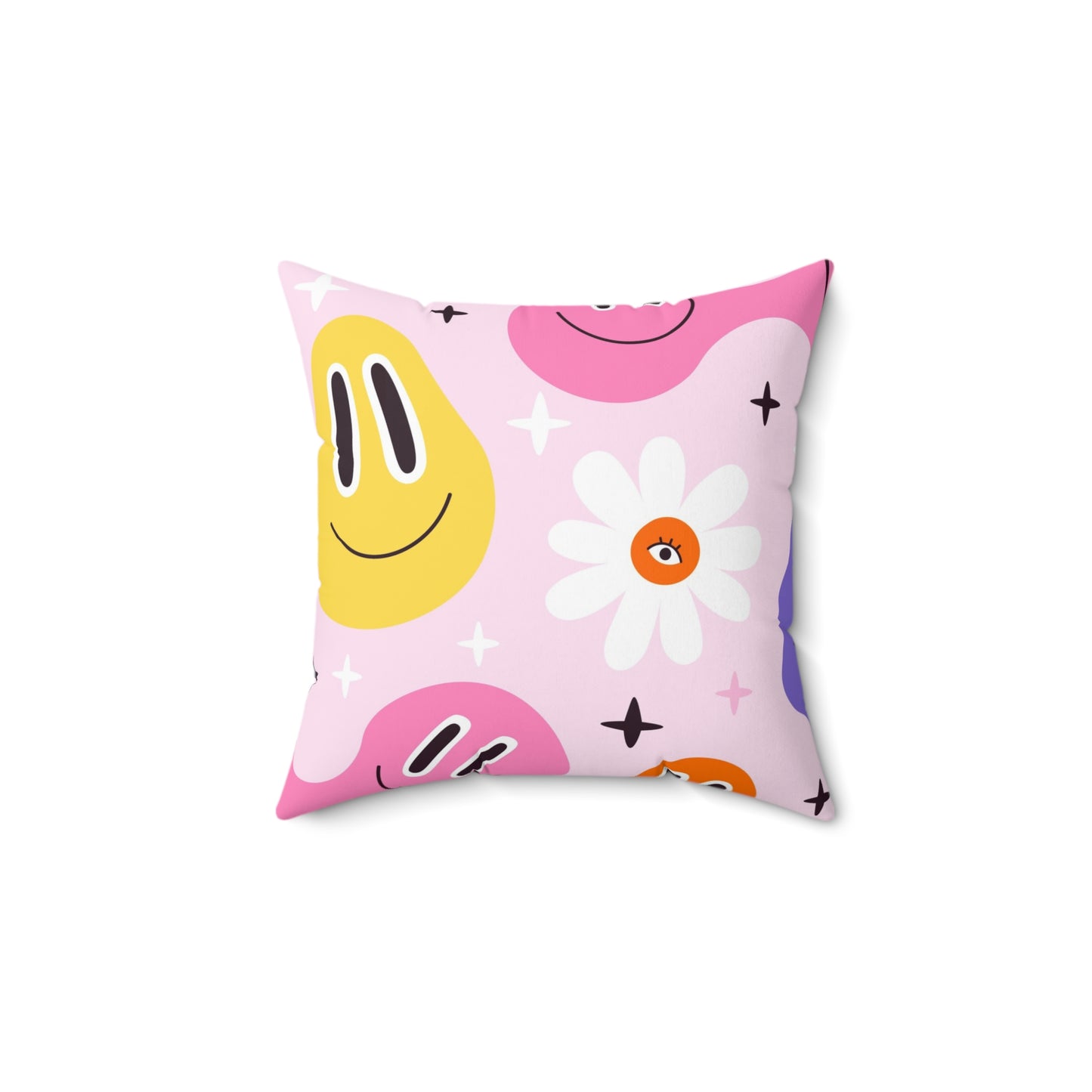 Whimsical Smiley Faces Throw Pillow