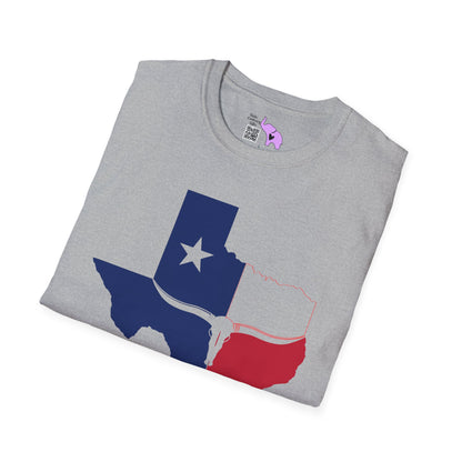 Texas Flag w/Longhorn Adult T-shirt