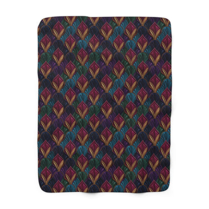 Velvet Night Garden Print Fleece Blanket