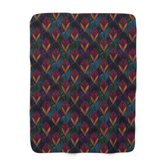 Velvet Night Garden Print Fleece Blanket
