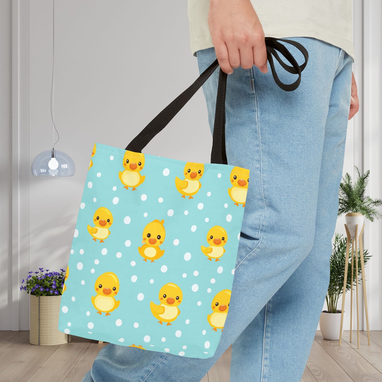 Ducky Dot Parade Canvas Tote Bag