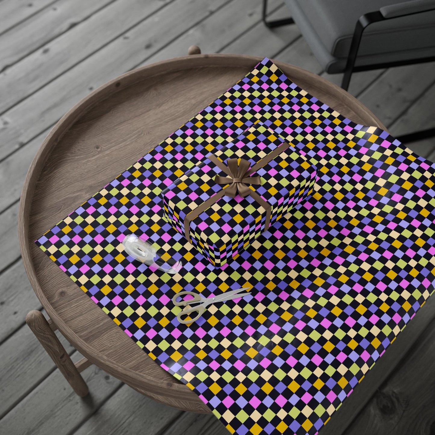 Joyful Checkerboard Gift Wrap