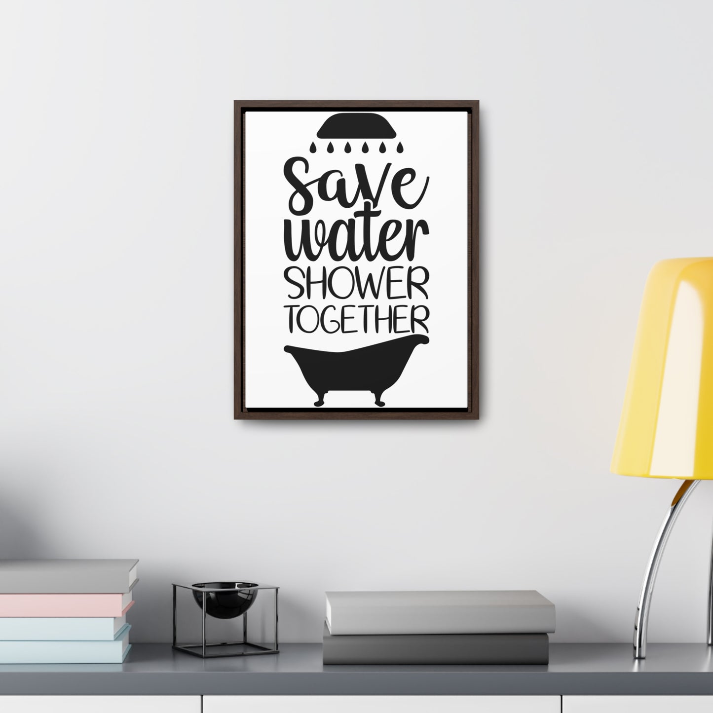 Save Water, Shower Together Canvas Wraps, Vertical Frame