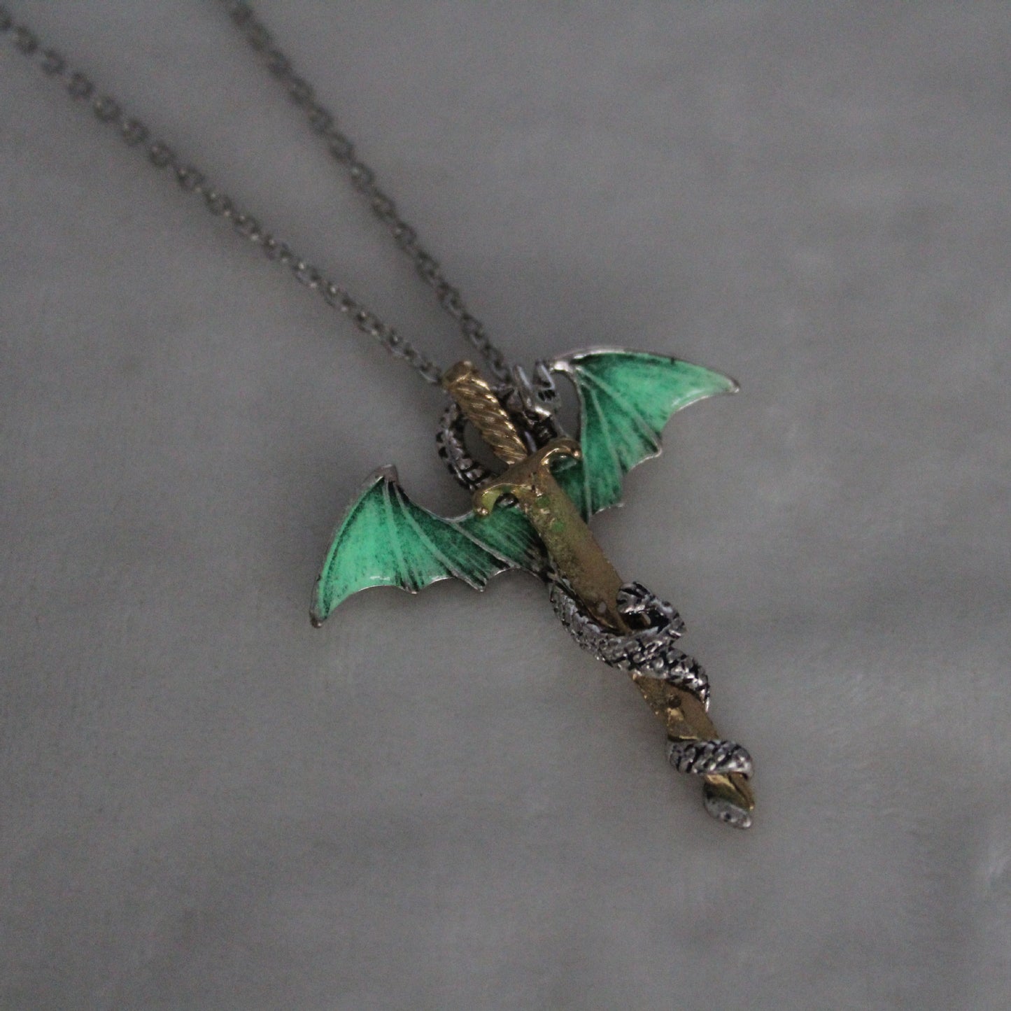 Glow In The Dark Dragon Sword Necklace