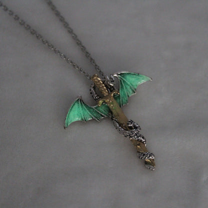 Glow In The Dark Dragon Sword Necklace