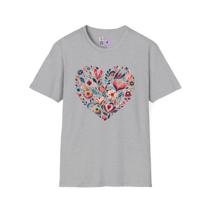 Floral Heart Adult T-shirt