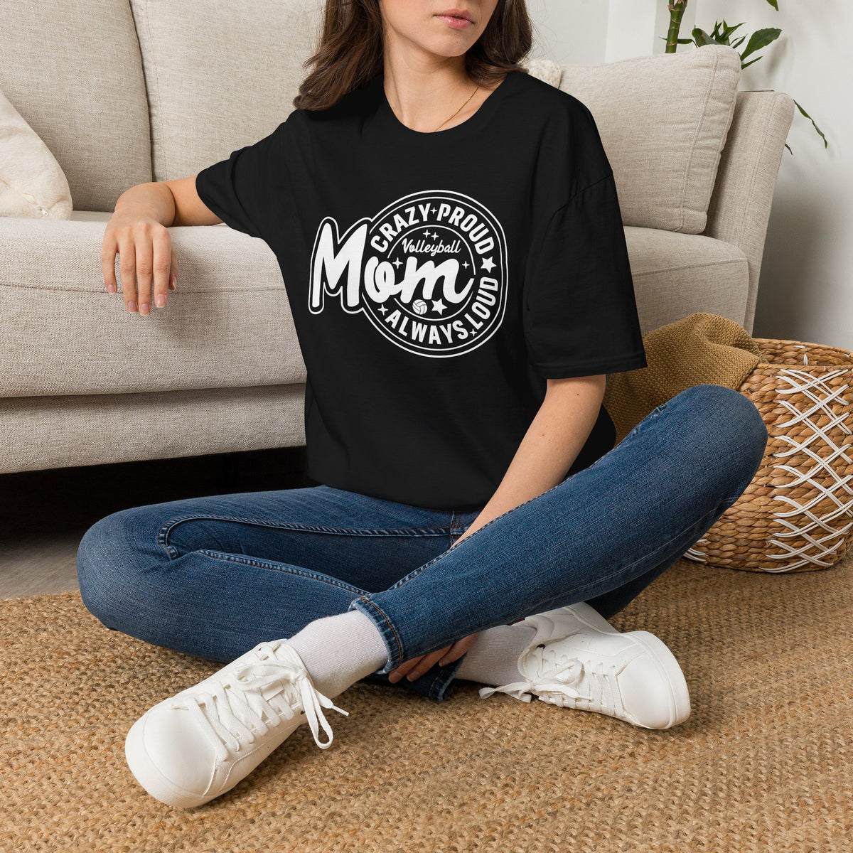 Crazy Proud Always Loud Volleyball Mom Adult T-shirt