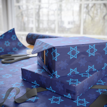 Star of David 3 Hanukkah Wrapping Paper