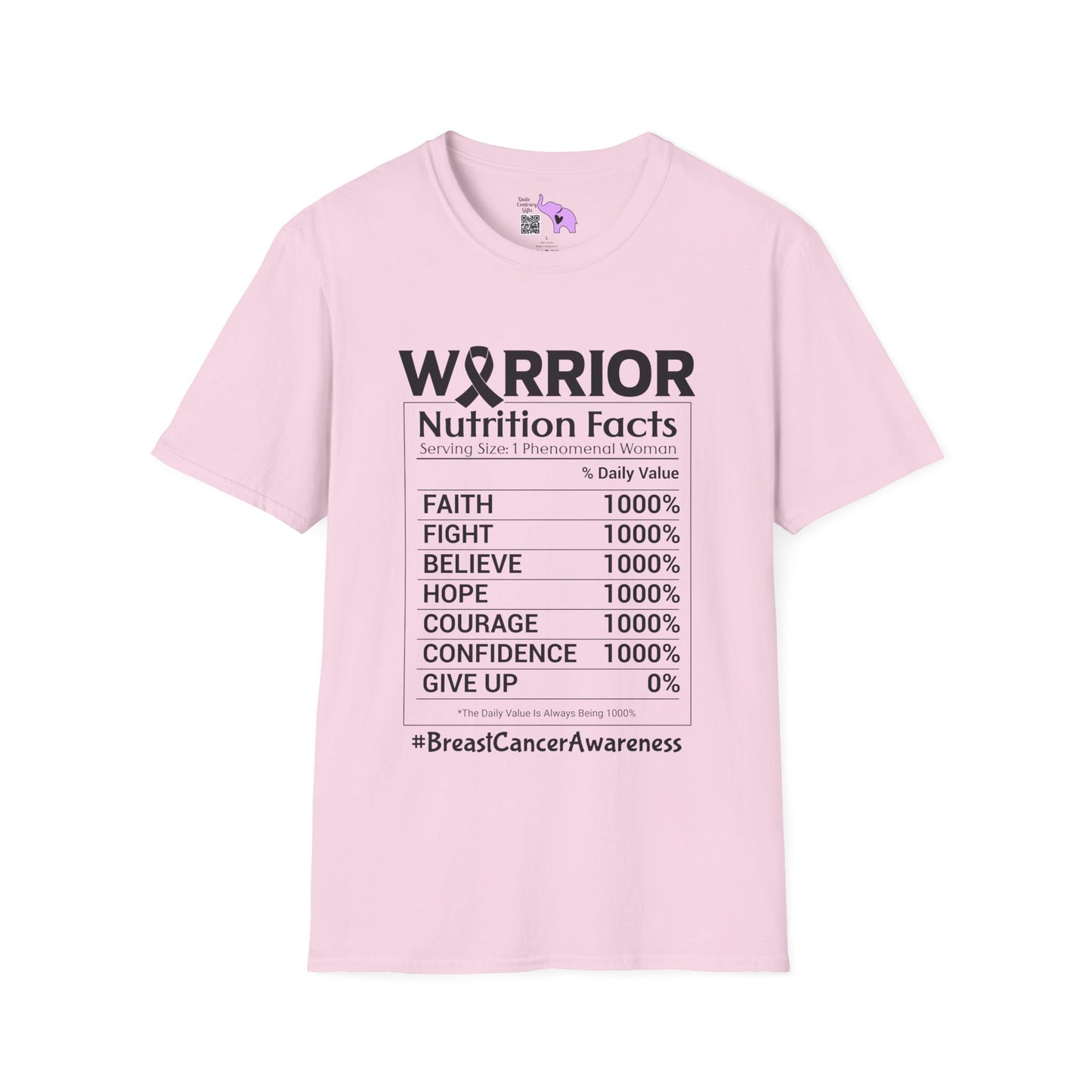 Breast Cancer Warrior Nutrition Facts Adult T-shirt