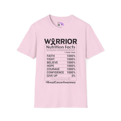 Breast Cancer Warrior Nutrition Facts Adult T-shirt