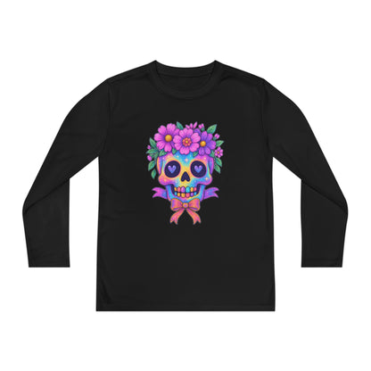 Neon Sugar Skull w/Floral Crown Youth Long Sleeve Tee