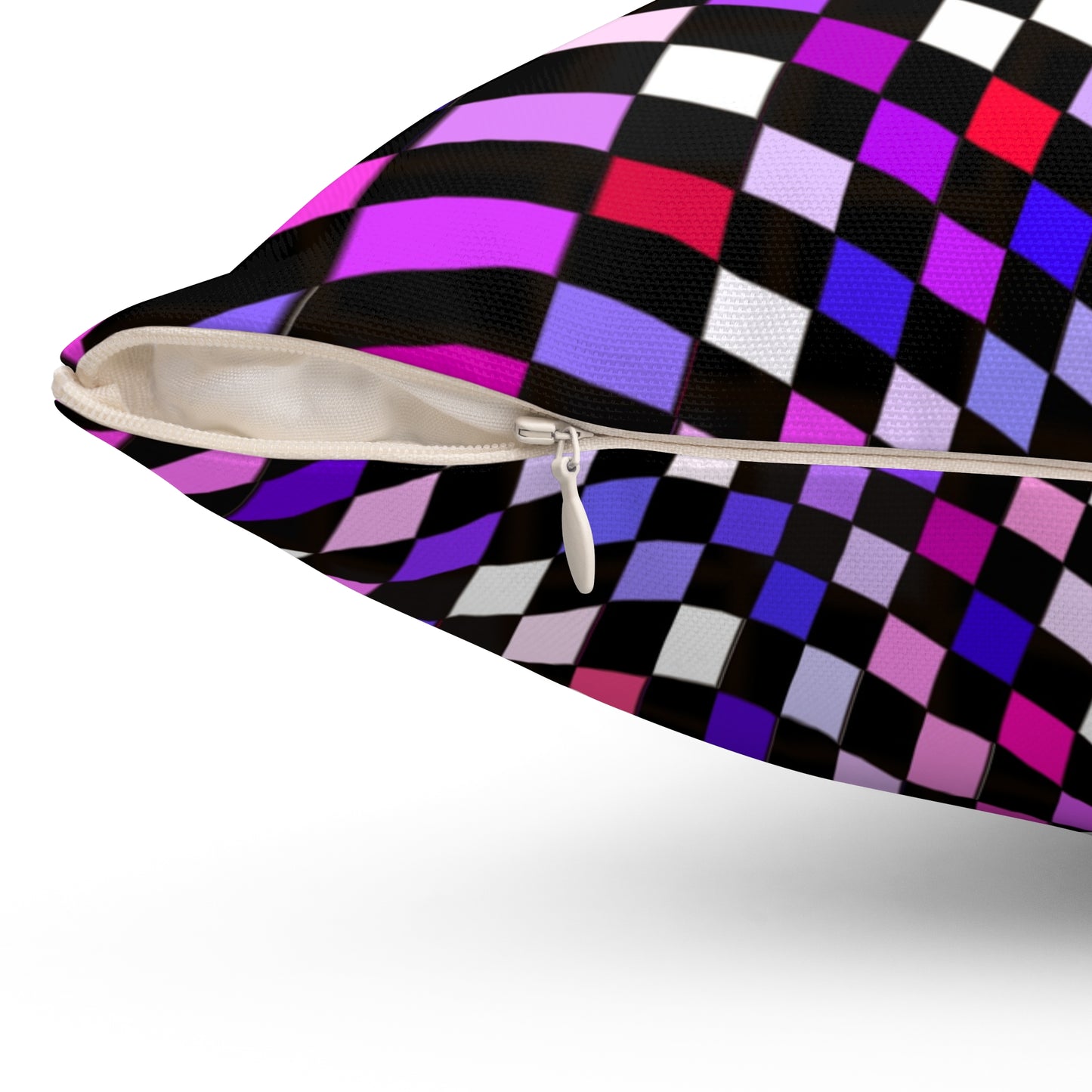 Warped Purple Checkered Throw Pillow