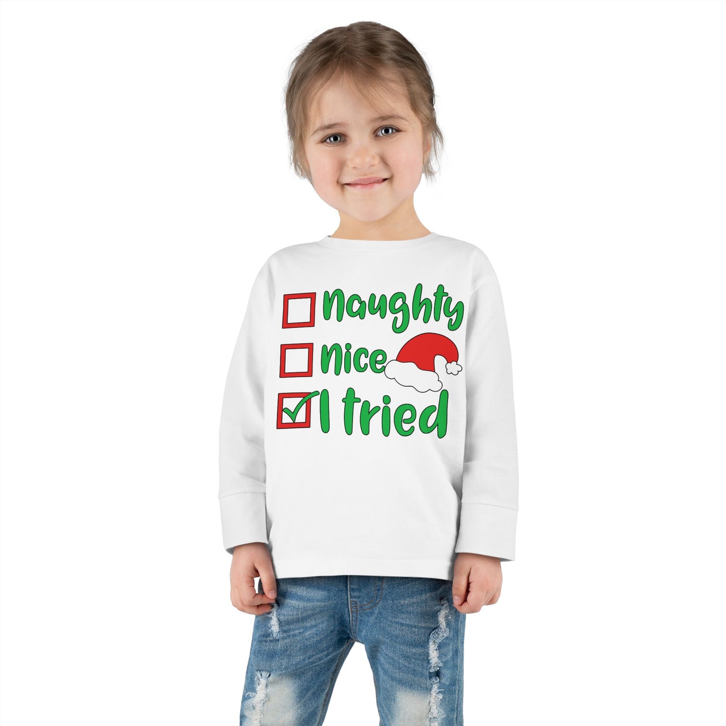 Naughty Nice I Tried Toddler Long Sleeve Tee