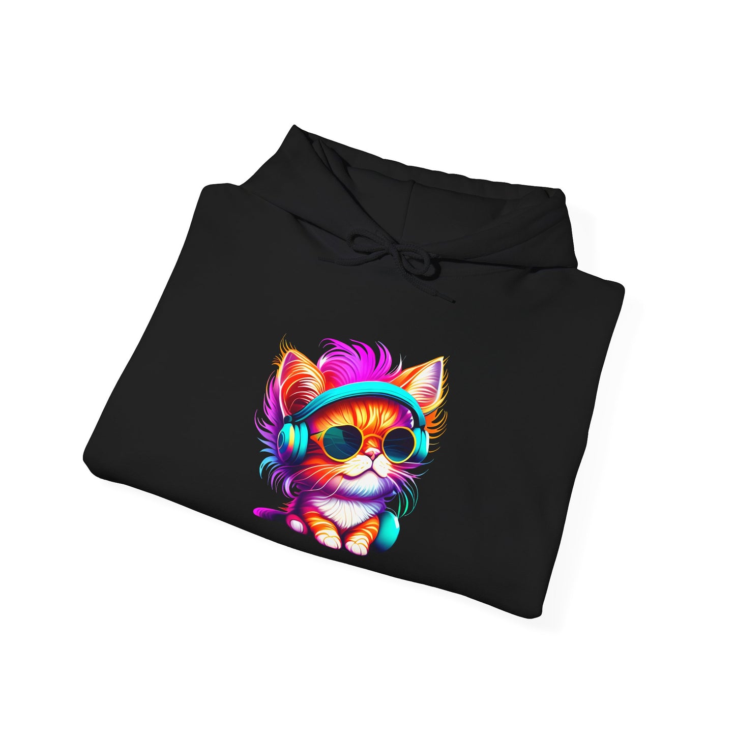 Cool Kitten w/Headphones Heavy Blend™ Hooded Sweatshirt