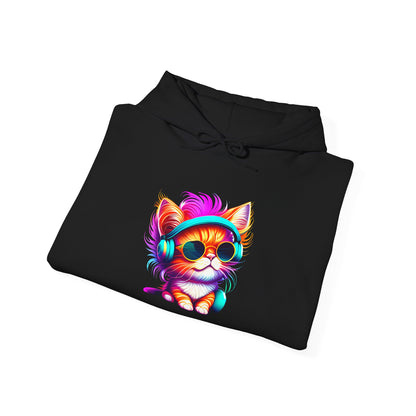 Cool Kitten w/Headphones Heavy Blend™ Hooded Sweatshirt