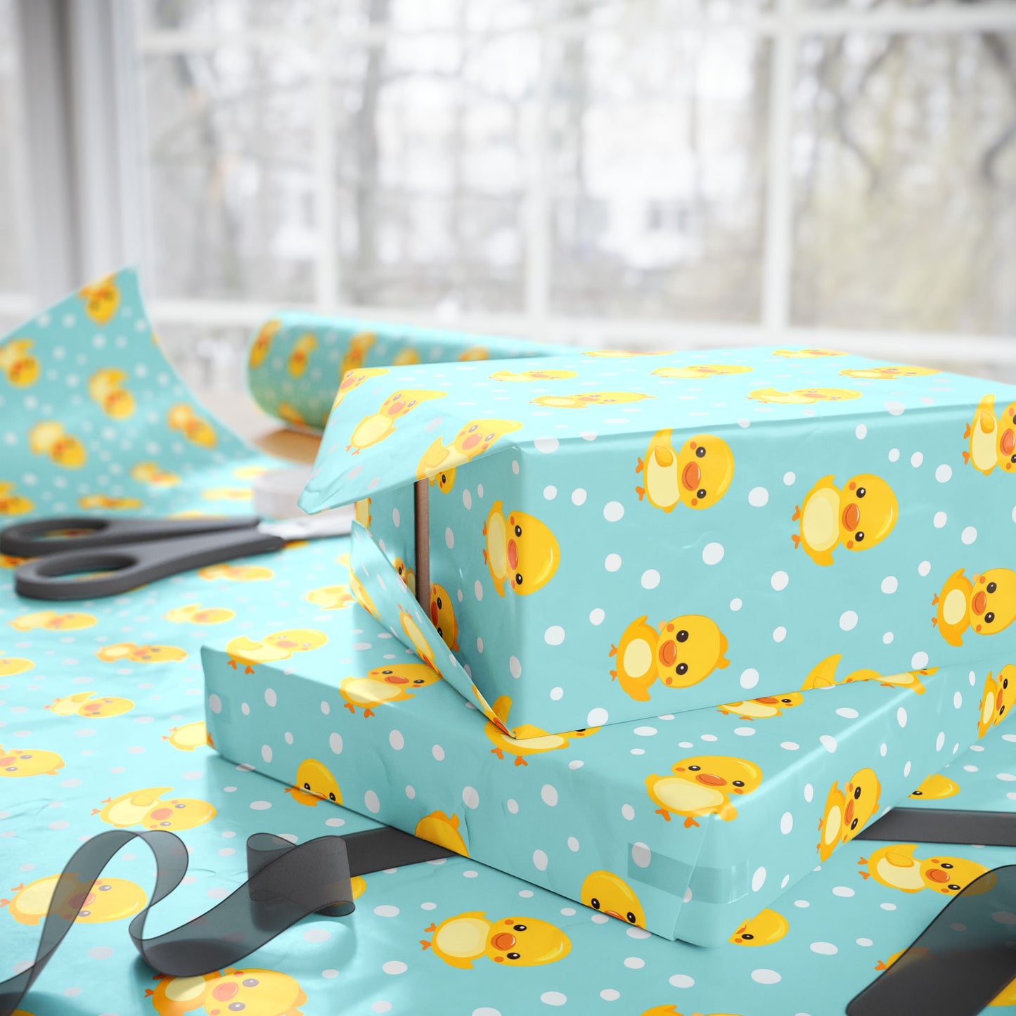 Ducky Dot Parade Wrapping Paper