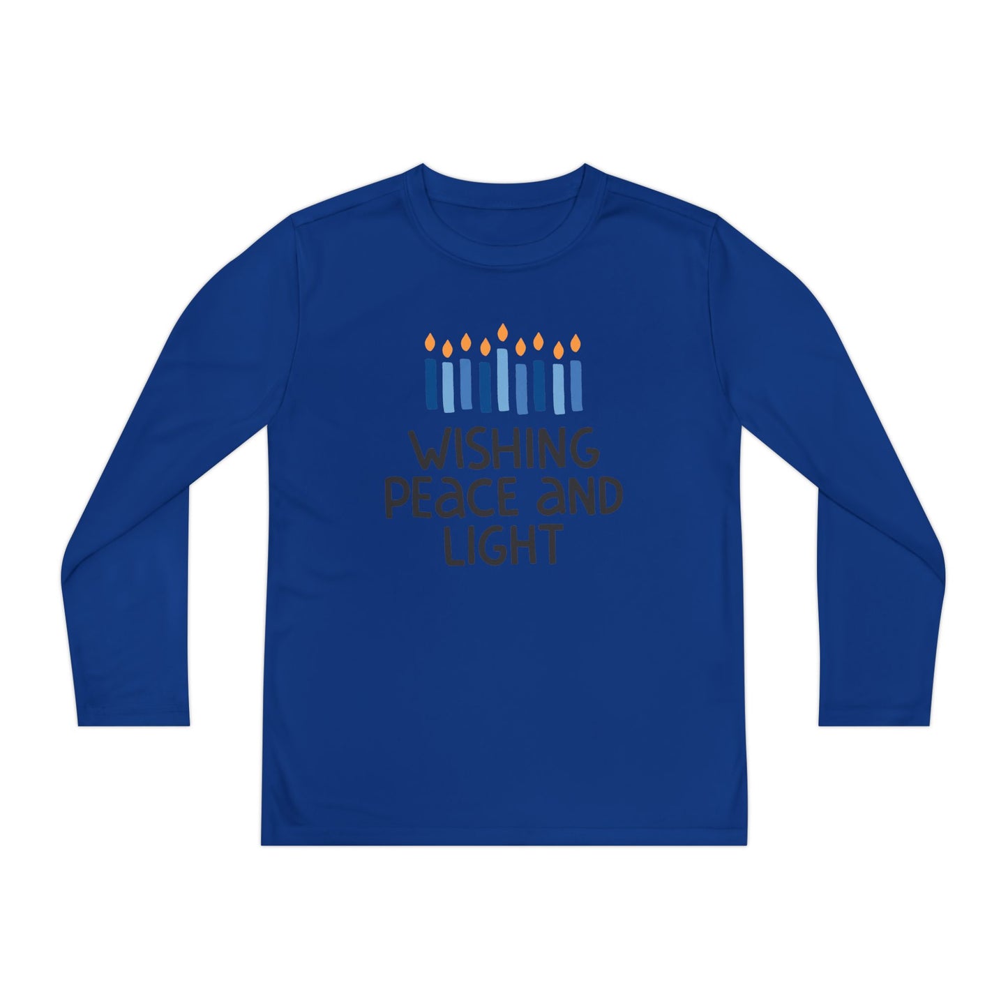 Hanukkah Wishing Peace & LIght Youth Long Sleeve Tee