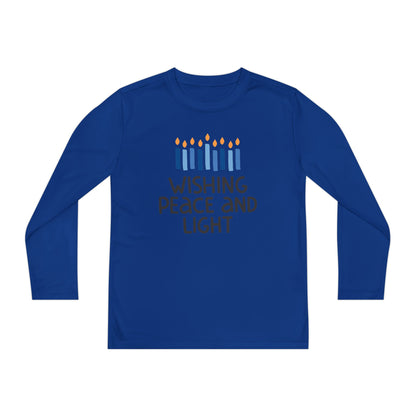 Hanukkah Wishing Peace & LIght Youth Long Sleeve Tee