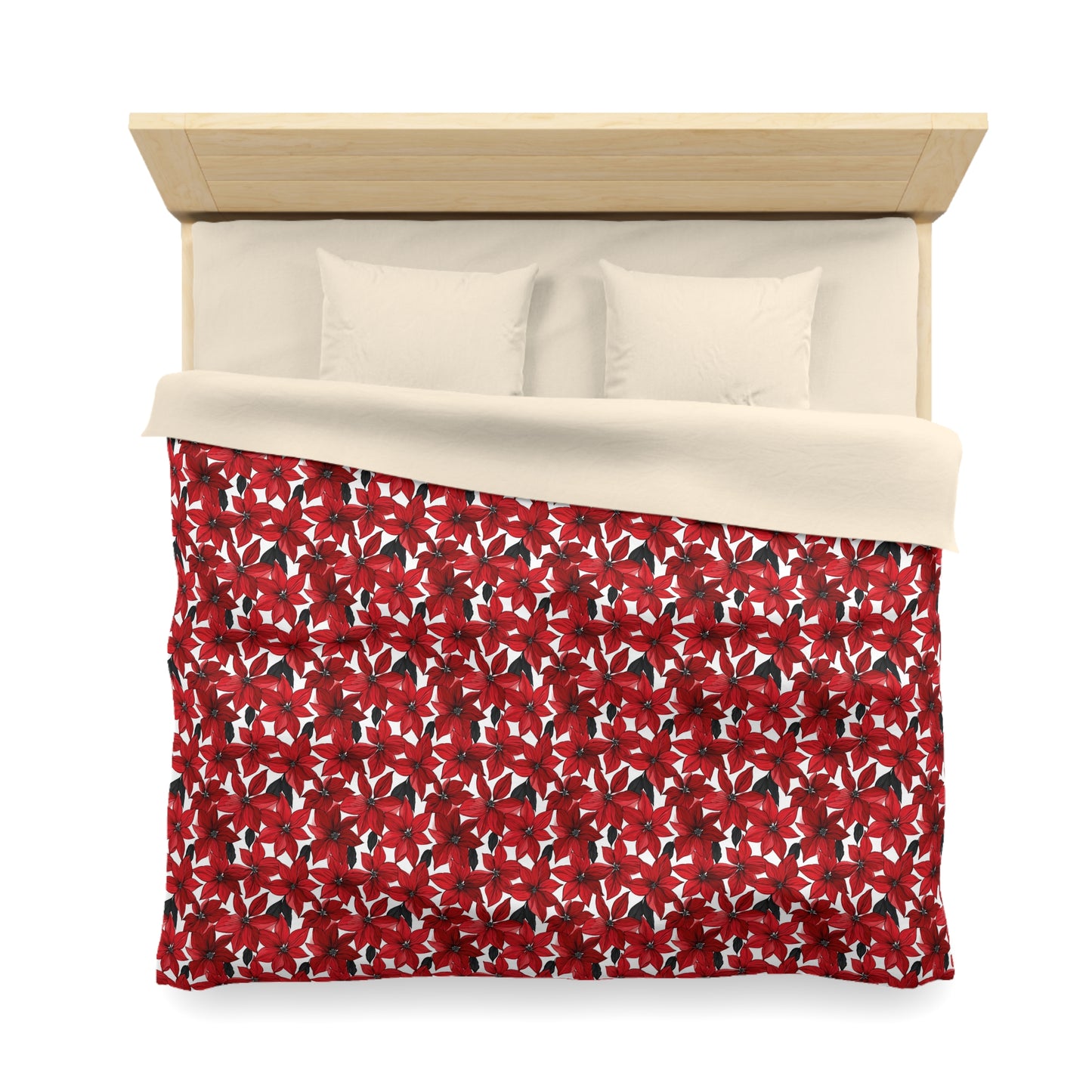 Inked Poinsettias Microfiber Duvet Cover