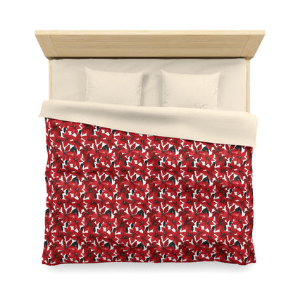 Inked Poinsettias Microfiber Duvet Cover