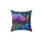 Trippy Purple Mushrooms Throw Pillow