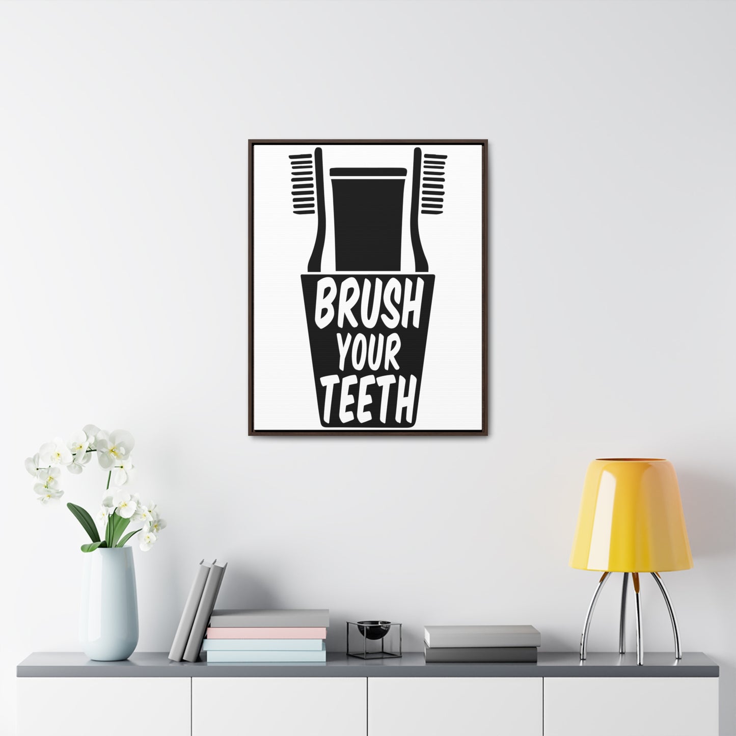 Brush Your Teeth Canvas Wraps, Vertical Frame