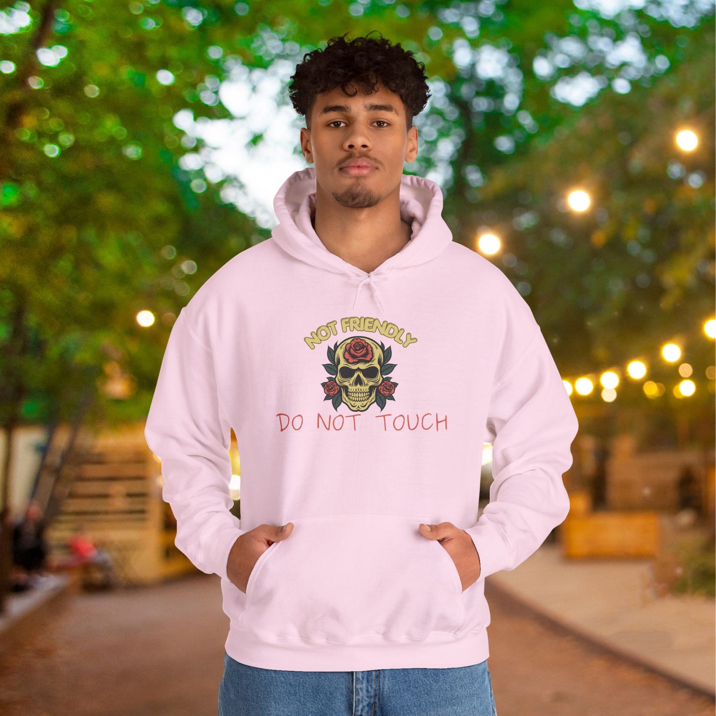 Not Friendly Do Not Touch Skull Heavy Blend™ Hooded Sweatshirt