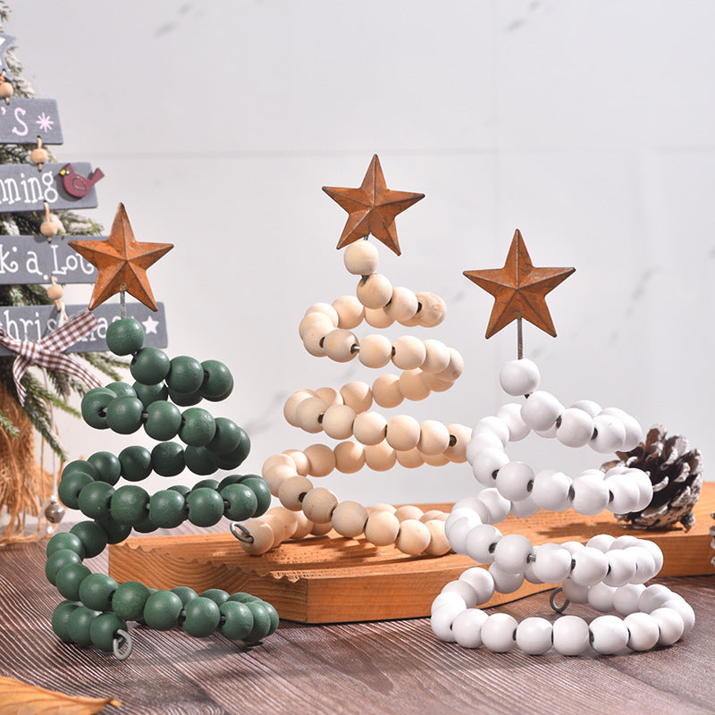 Wooden Beads Christmas Spiral Tree