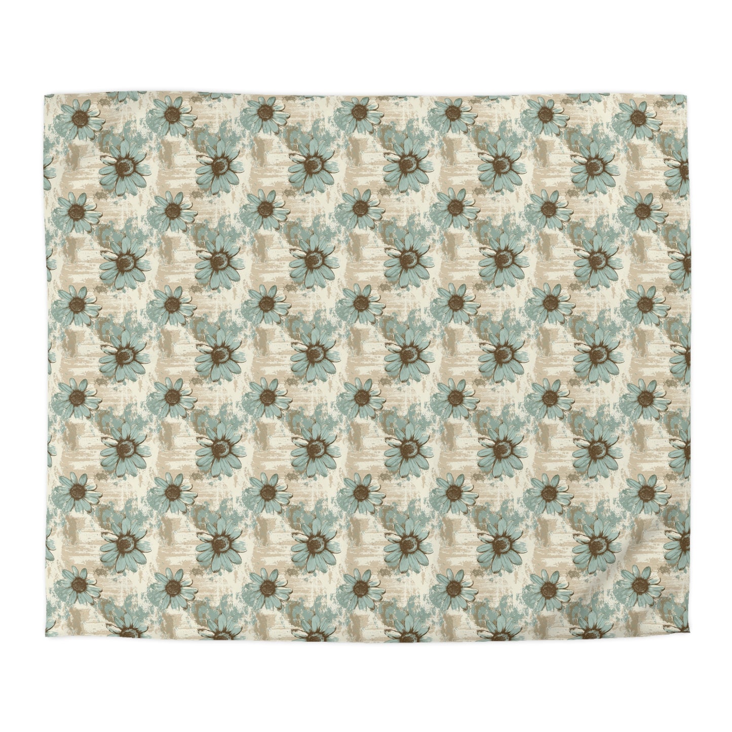 Rustic Teal Daisy Microfiber Duvet Cover