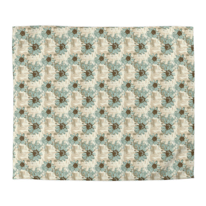 Rustic Teal Daisy Microfiber Duvet Cover