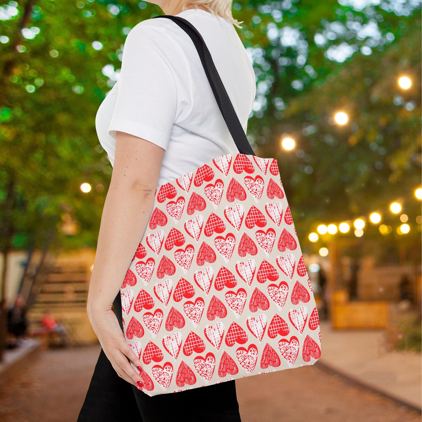 Doodle Hearts Canvas Tote Bag