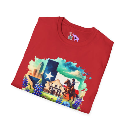 Texas Alamo & Bluebonnets Adult T-shirt