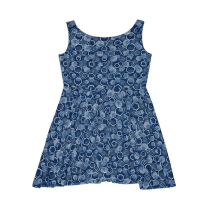 Blue Hexagons Women's Skater Dress