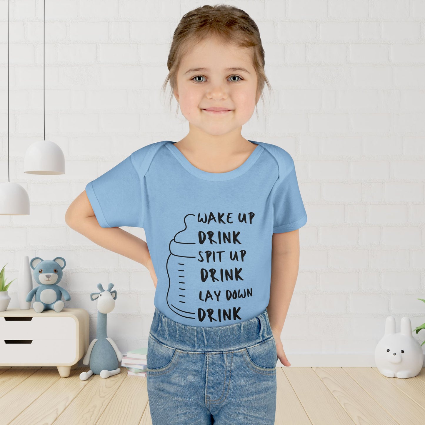 Wake Up Spit Up Lay Down Drink Infant Baby Rib Bodysuit