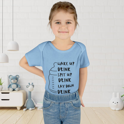 Wake Up Spit Up Lay Down Drink Infant Baby Rib Bodysuit