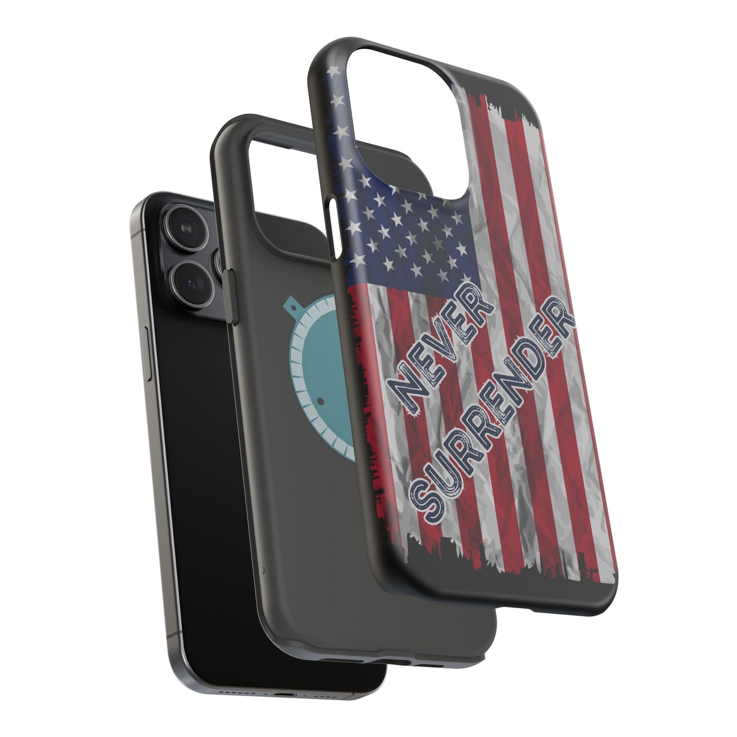 Never Surrender American Flag MagSafe® Compatible Tough Case for iPhone