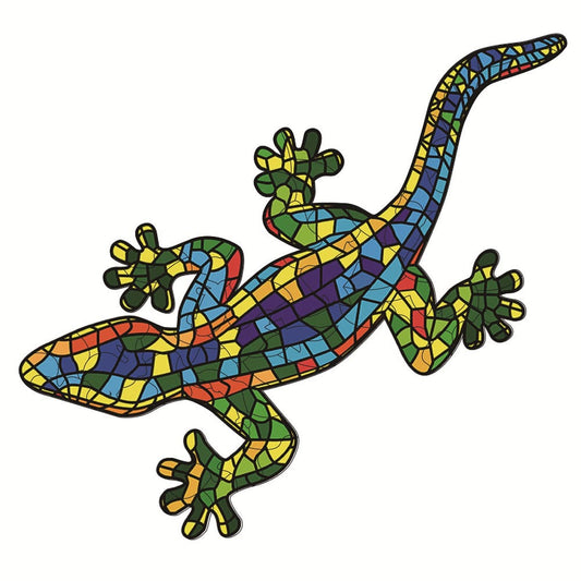 Stained Glass Gecko Wooden Puzzle