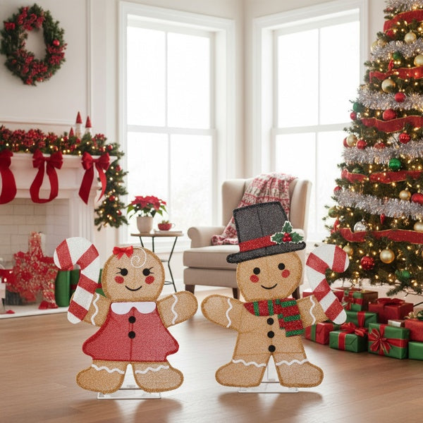 Lighted Gingerbread Man Couple Lighted Christmas Display