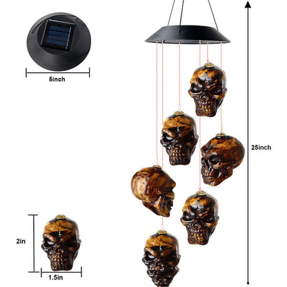 Halloween Skull Solar Powered LED Light Wind Chimes
