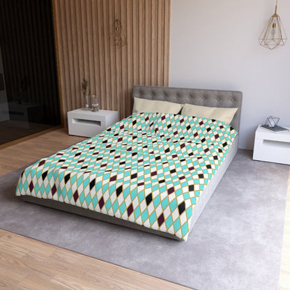 Teal Mosaic Harlequin Microfiber Duvet Cover