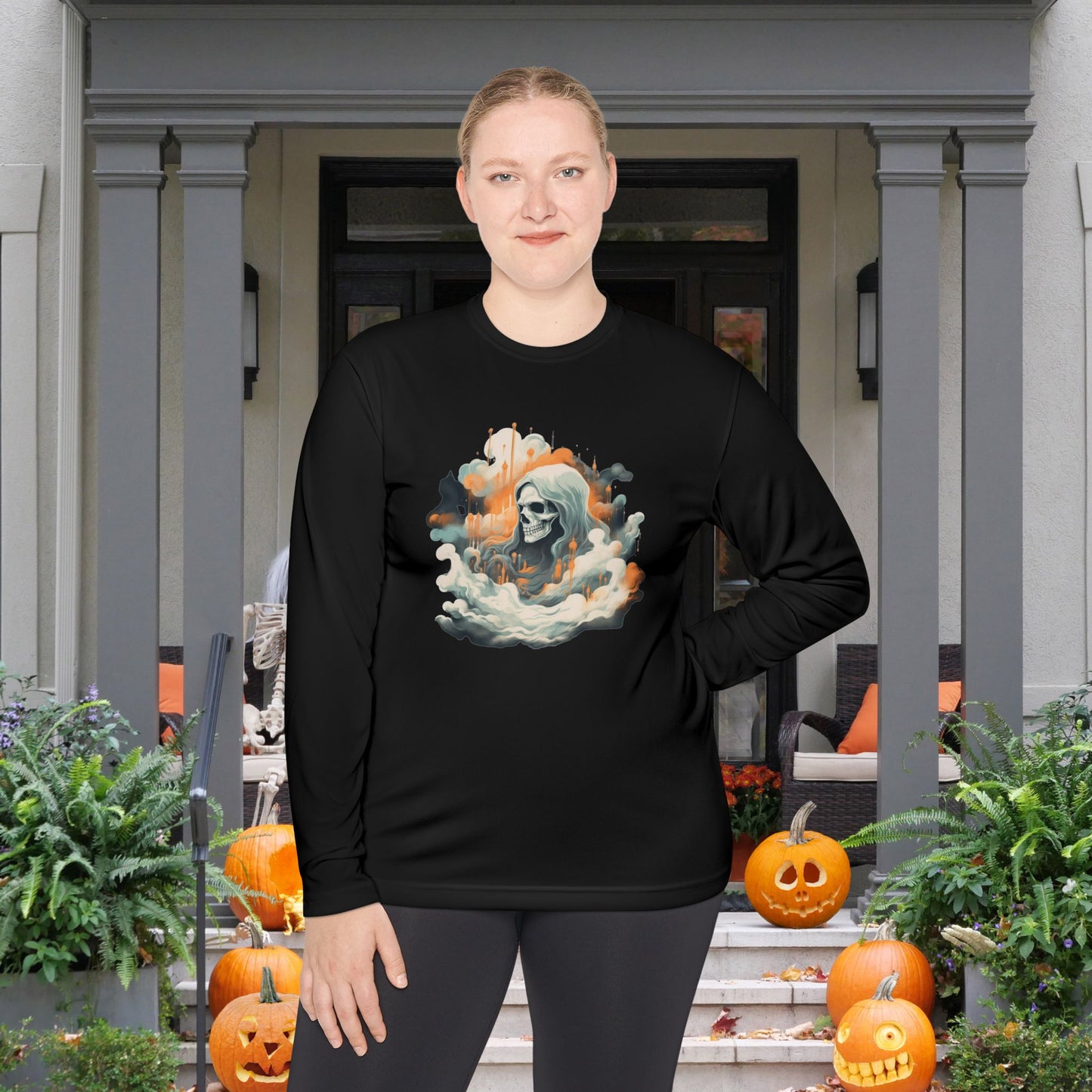 Creepy Ghost 11 Adult Long Sleeve Tee