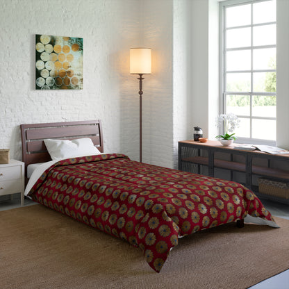 Crimson Gilded Daisies Basic Bedding Set