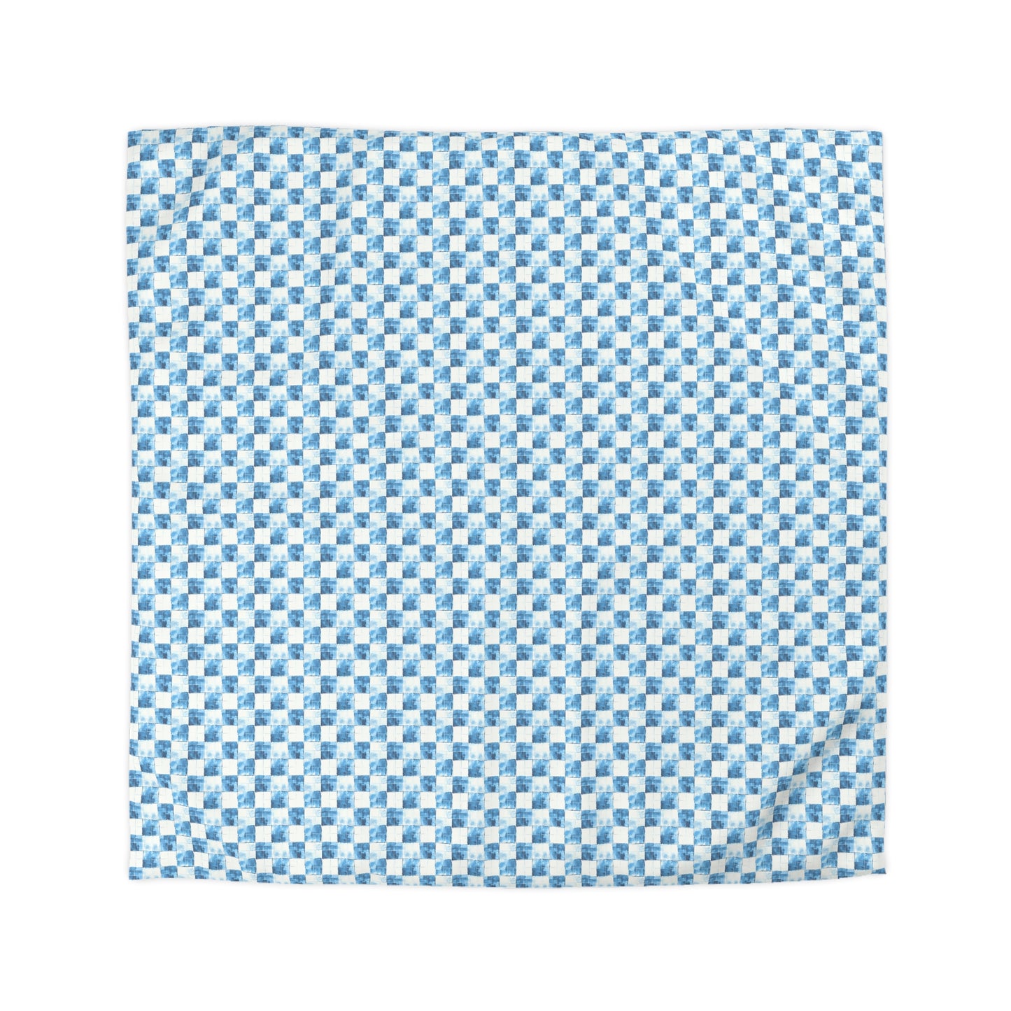 Cozy Blue Checkered Microfiber Duvet Cover
