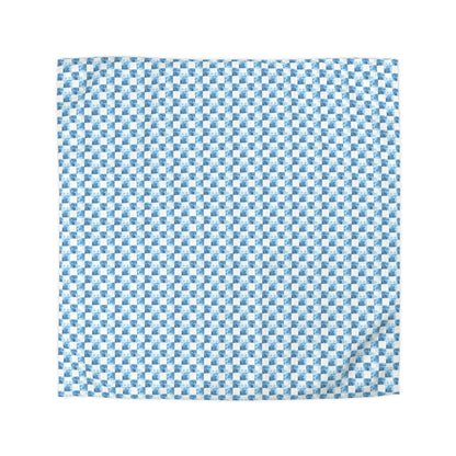 Cozy Blue Checkered Microfiber Duvet Cover