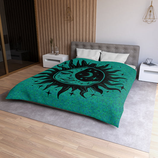 Sun & Moon on Teal Duvet Bedding Set