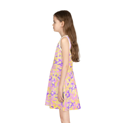 Peach Sorbet Camo Girls' Sleeveless Sundress