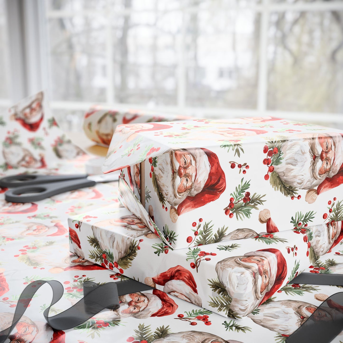 Berry Merry Santa Wrapping Paper